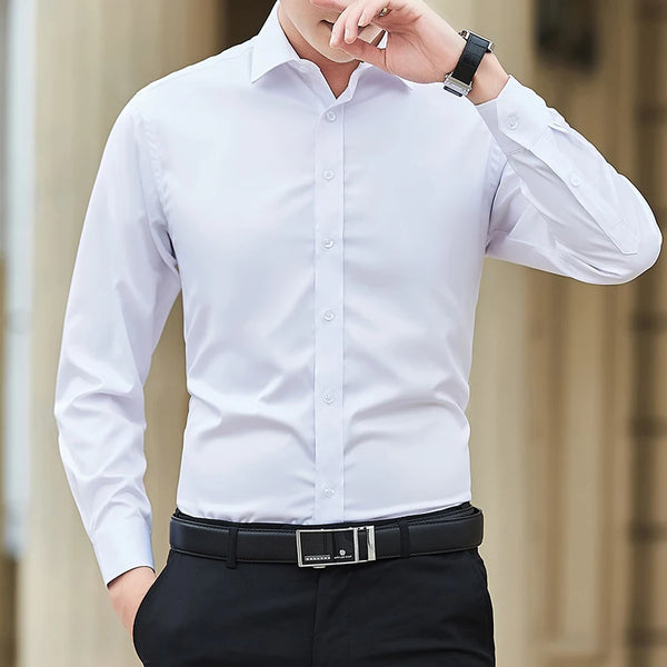 Men's Business Dress Shirt Solid Color Long Sleeve